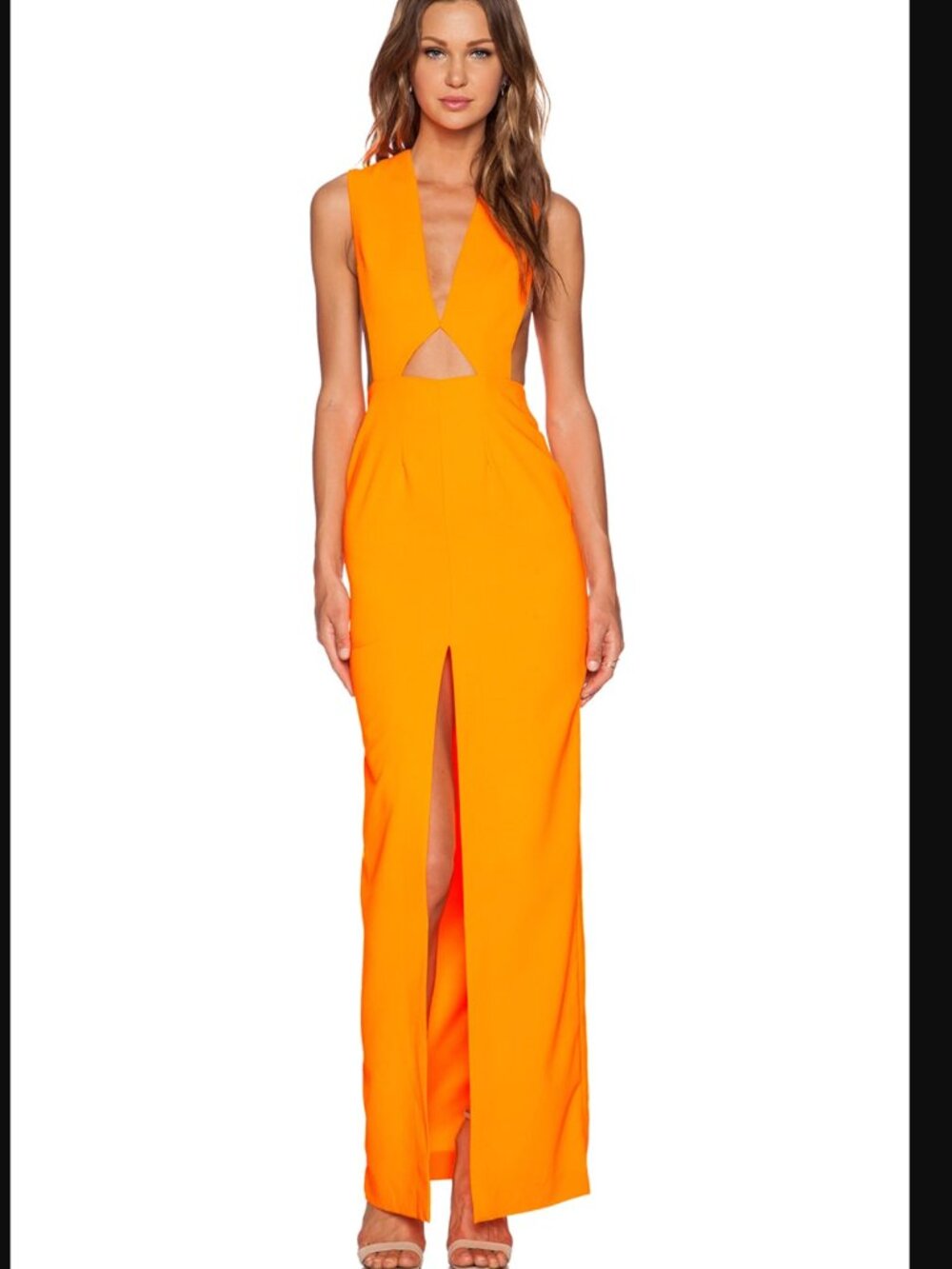 SOLACE LONDON Holt Maxi Dress in Orange Size US 0